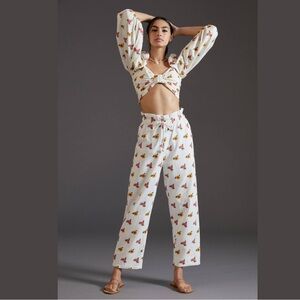 FARM Rio Mixed Cross-Stitch Flower Trousers